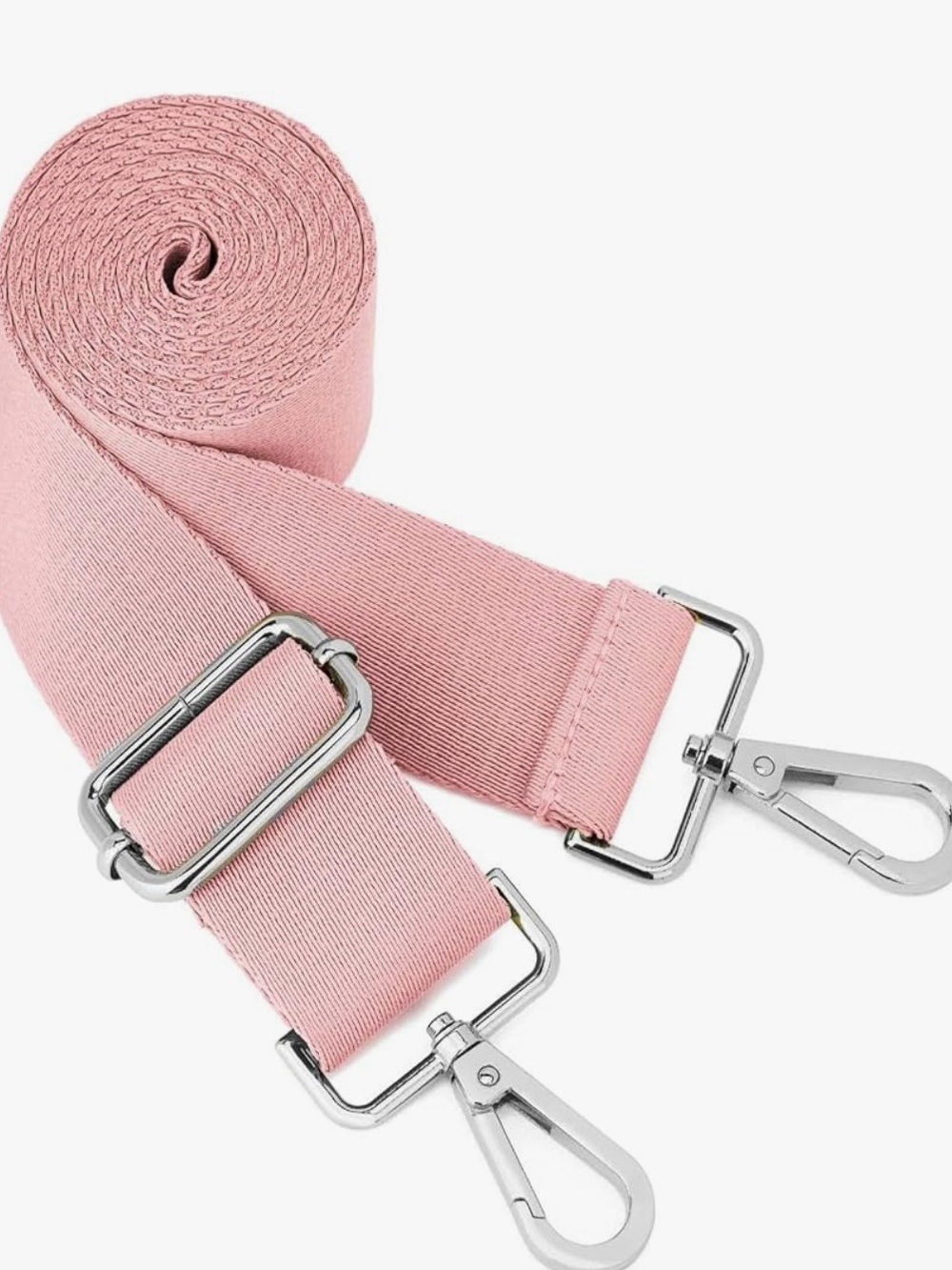 Adjustable Pink Canvas Bag Strap with Silver Hardware